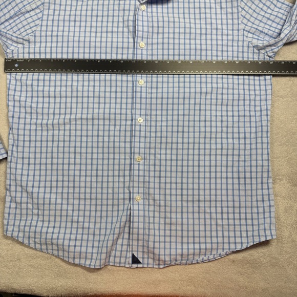 UNTUCKit Mens Large Blue White Plaid Long Sleeve Button Down Shirt 100 Cotton - Picture 9 of 10